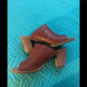 TOMS Leather Block Heel Mule